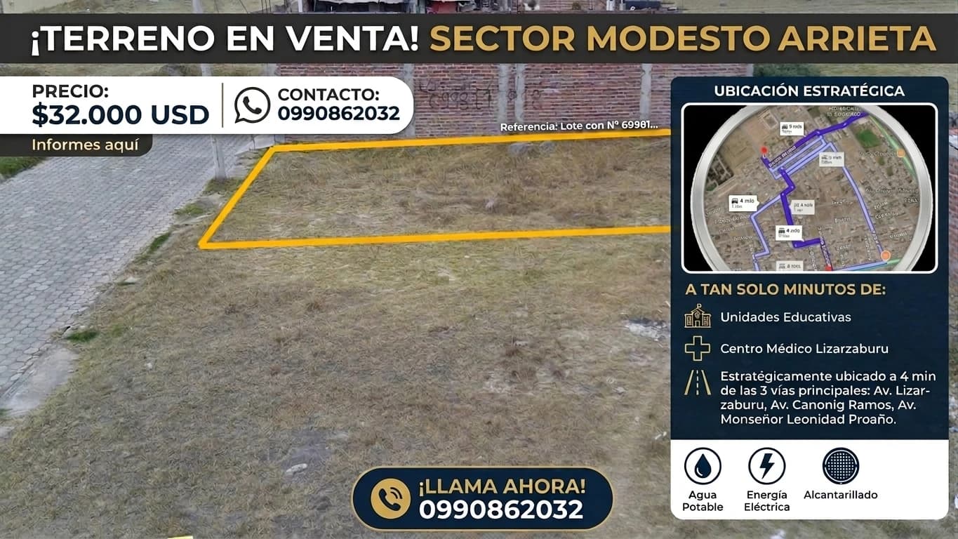 🚨TERRENO EN VENTA – Modesto Arrieta, Riobamba 📐 150 m²🔥 — imagen 3
