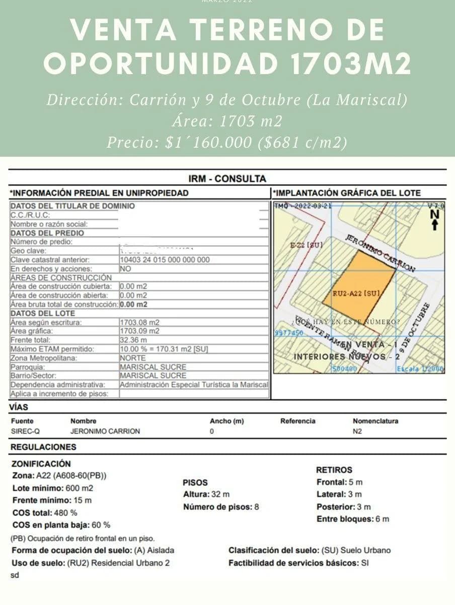 Terreno en venta en Quito, Pichincha