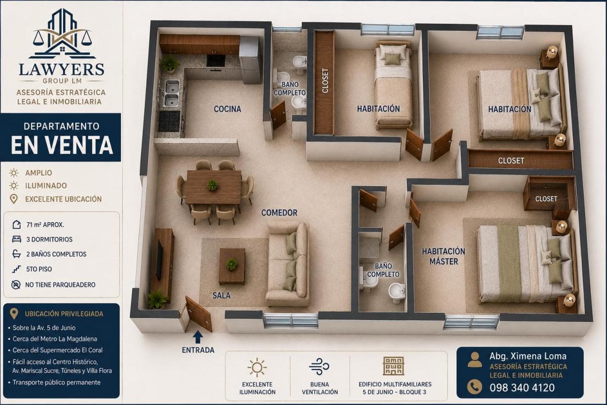 Departamento en Venta | Multifamiliares 5 de Junio - Bloque 3 | Cerca del Metro La Magdalena | Quito — imagen 2