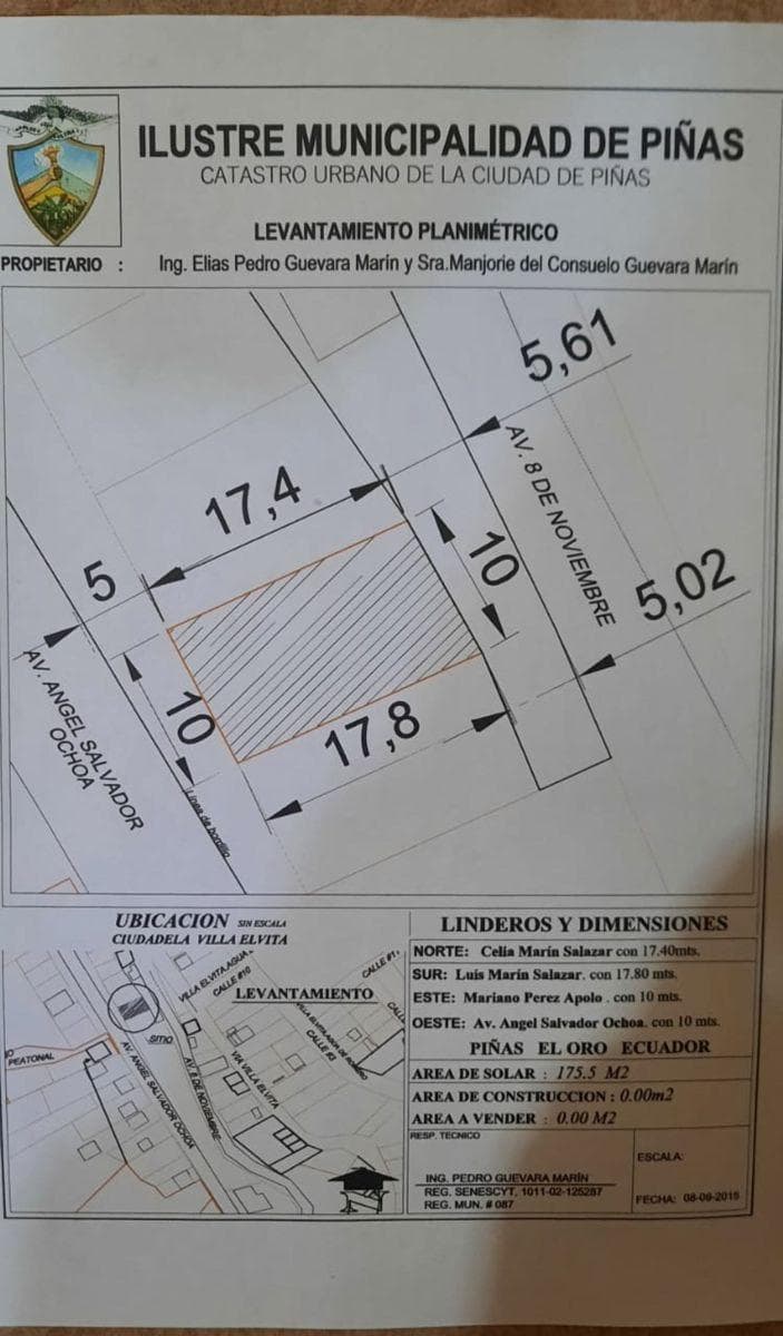 Terreno en Venta en Villa Elvita Sobre Calle Principal, El Oro — imagen 3