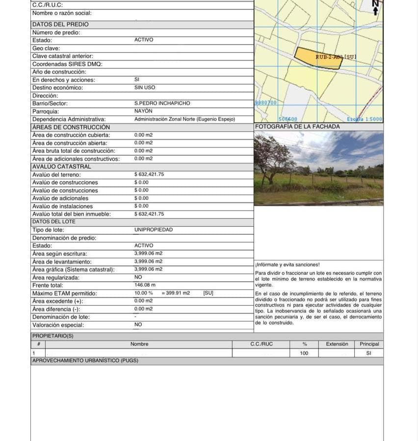 Venta Terreno de 3.999 m² en Nayón — imagen 3