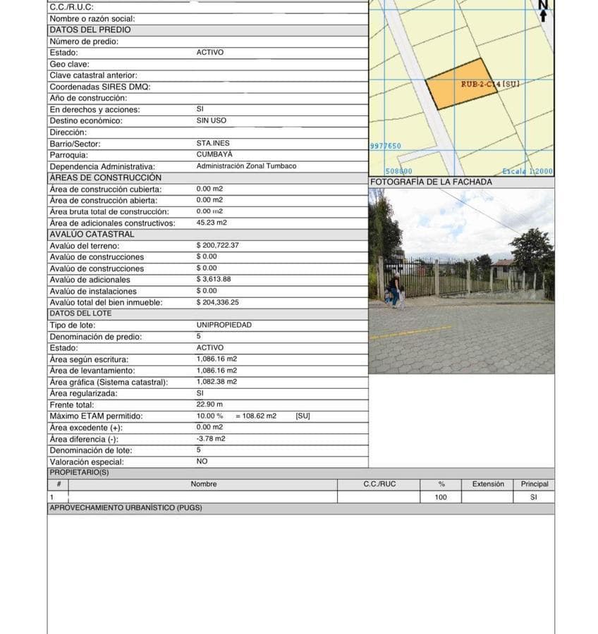Venta Lindo Terreno 1086 m² Sector Santa Inés - Cumbayá — imagen 4