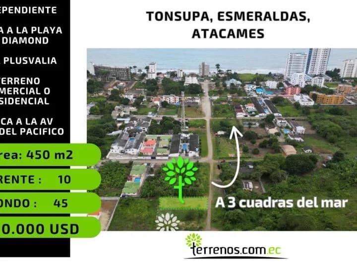 Terreno en venta en Atacames, Esmeraldas