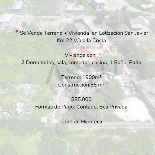 Se Vende Terreno + Vivienda en Lotización San Javier km 22 Vía a La Costa, Guayas — imagen 3