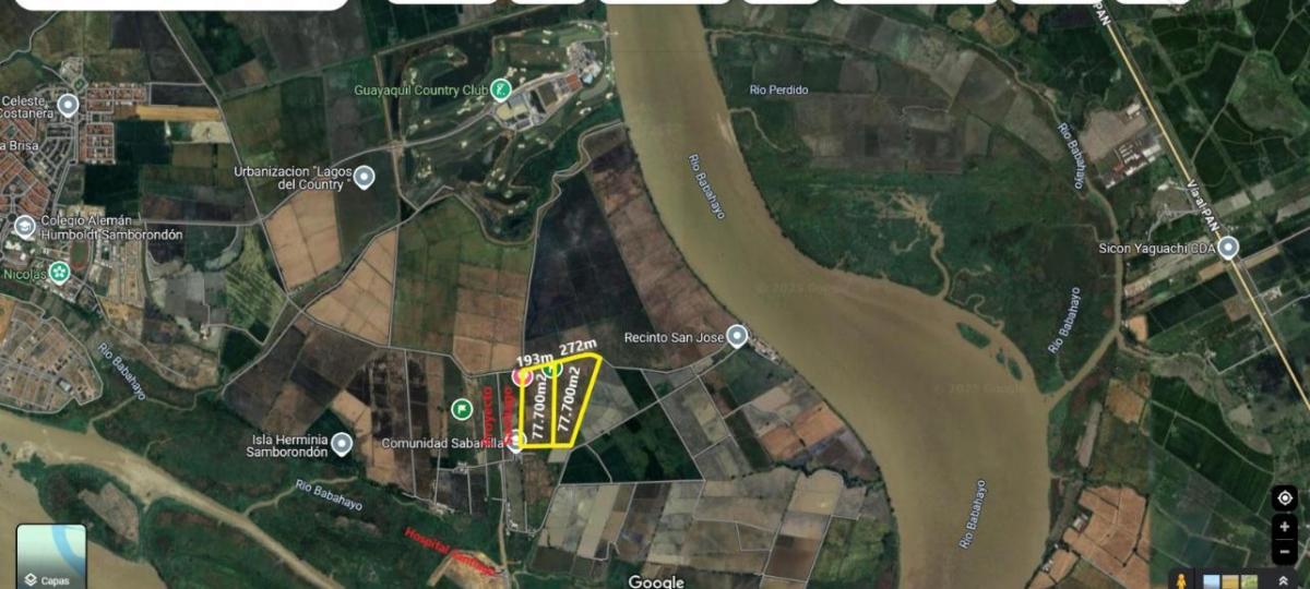 Venta 2 Lotes de 7.7 Has Sector Nuevo Samborondon, Cerca Proyecto - Santiago, Guayas — imagen 3