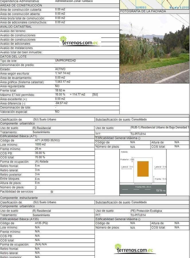 Terreno de Venta en Cumbayá 1.147 m² en La Urbanización Portal de Cumbayá — imagen 3
