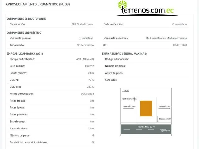 Terreno de Venta en Carcelen Industrial 2.494 m² con Cerramiento y Plano — imagen 2