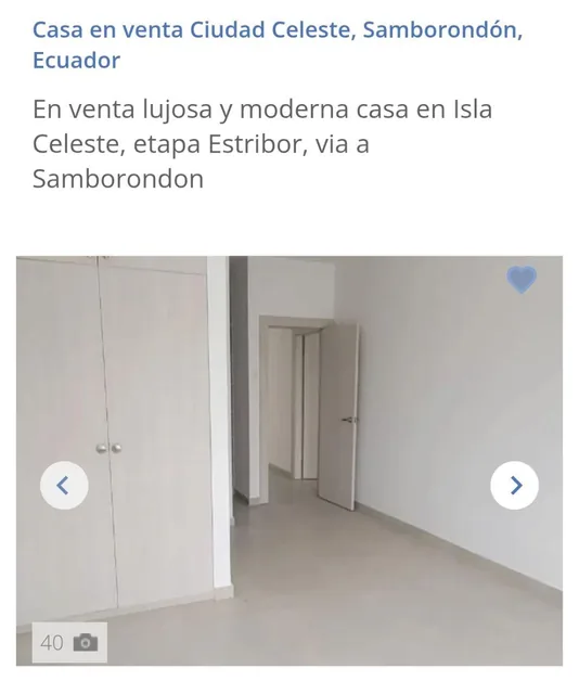 Vendo Casa de Estreno Ciudad Celeste Samborondon, Guayas — imagen 2