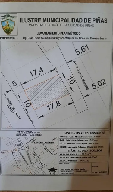 Terreno en Venta en Villa Elvita Sobre Calle Principal, El Oro — imagen 3