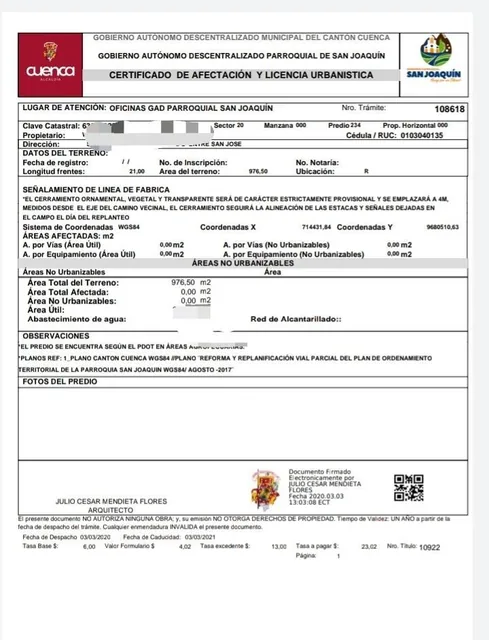 Terreno en Venta (San José de San Joaquín), Azuay — imagen 3