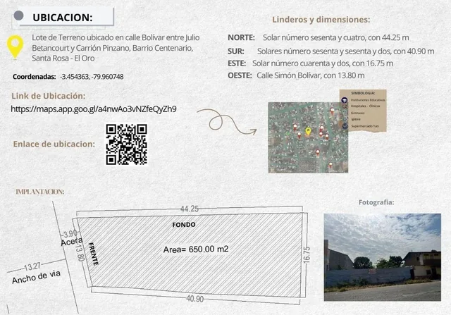 Terreno en Renta, Avda Simon Bolivar, Santa Rosa, El Oro — imagen 2
