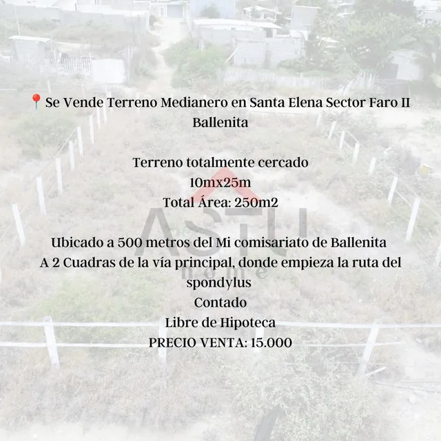 Se Vende Terreno Medianero en Santa Elena Sector Faro II Ballenita — imagen 2