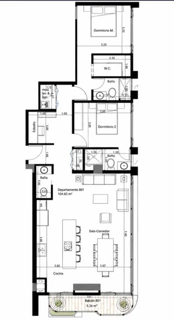 Aef Venta Departamento 2 Dorm. con Balcon en Quito Tennis — imagen 5