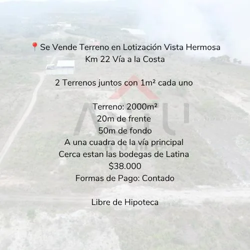 Se Vende Terreno en Lotización Vista Hermosa km 22 Vía a La Costa, Guayas — imagen 2