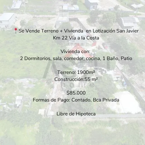 Se Vende Terreno + Vivienda en Lotización San Javier km 22 Vía a La Costa, Guayas — imagen 3