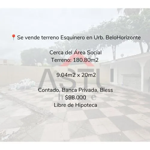 Se Vende Terreno Esquinero en Urb. Belohorizonte, Guayas — imagen 2