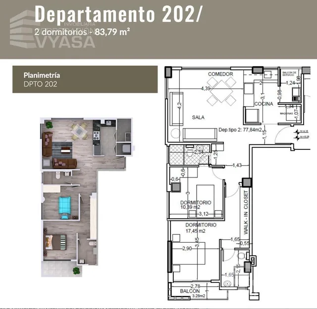 Av Mañosca - Cerca a Av Occidental, Departamento 2 Dorm. en Venta, 77.84 m² (Dep. 202) — imagen 3