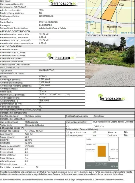 Ventaterreno Quito Norte 2.390 m² La Legarda, Av Occidental — imagen 3